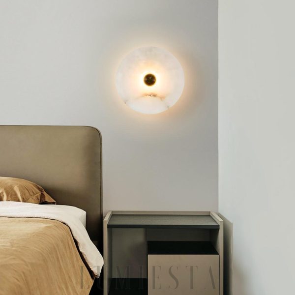 Okrounda - Lampa Ścienna Alabastrowa Złoto Biała Ciepła Zimna