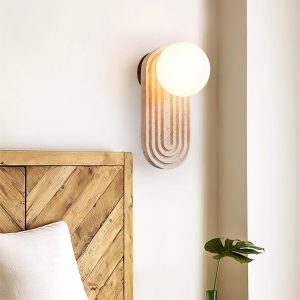 Owalny trawertynowy kinkiet Trent 11x16x25cm beżowy