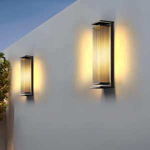 Nowoczesna prostokątna lampa ścienna do ogrodu czarna LED