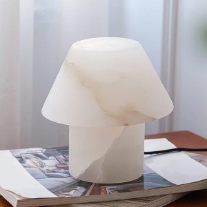 Lampa stołowa Petra z alabastru stożkowa biała 20cm