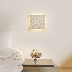 Kwadratowy modularny kinkiet trawertynowy 25 cm beżowy LED