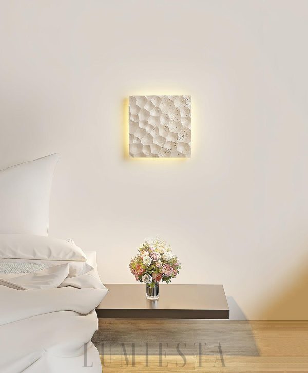 Kwadratowy modularny kinkiet trawertynowy 25 cm beżowy LED