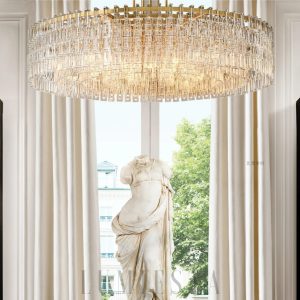 Marigna - Round 60-inch lamp with crystals, brass