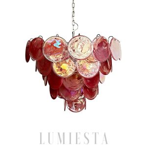 Różowy Lampa Wisząca Dysk Murano 70cm Stylowy Akcent
