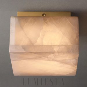 Lampa sufitowa Rivage z alabastru - boczny widok prostokątnej formy