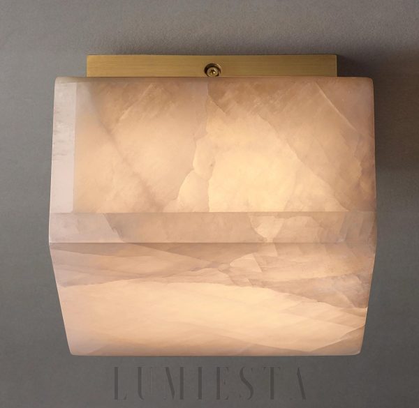 Lampa sufitowa Rivage z alabastru - boczny widok prostokątnej formy