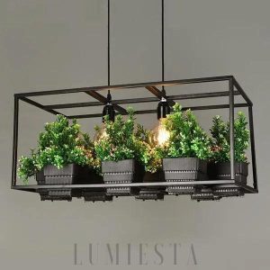Lampa wisząca z roślinami w nowoczesnym stylu industrialnym