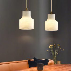 Elegancka lampa wisząca Millson 12 cm alabaster mosiądz