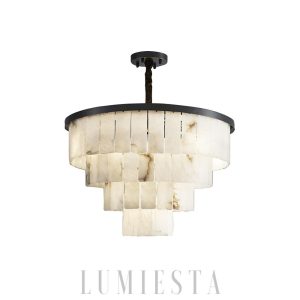 Savile - Alabastrowy żyrandol kaskadowy, śnieżnobiały, Ø 45/60/80/110cm, wielopoziomowy, idealny do salonu