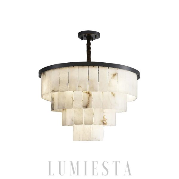 Savile - Alabastrowy żyrandol kaskadowy, śnieżnobiały, Ø 45/60/80/110cm, wielopoziomowy, idealny do salonu