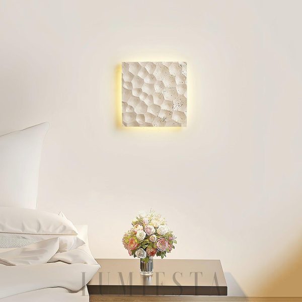 Kwadratowy modularny kinkiet trawertynowy 25 cm beżowy LED