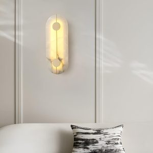 Patagonia - Mosiężna lampa ścienna z alabastrem, retro 20 cm