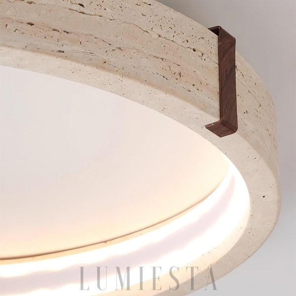 Okrągła lampa sufitowa Halo travertynowa 56 cm LED