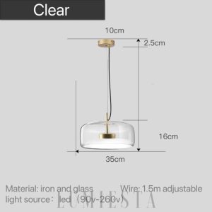 Szklana lampa wisząca industrialna 35 cm, widok od spodu z otwartym wylotem światła
