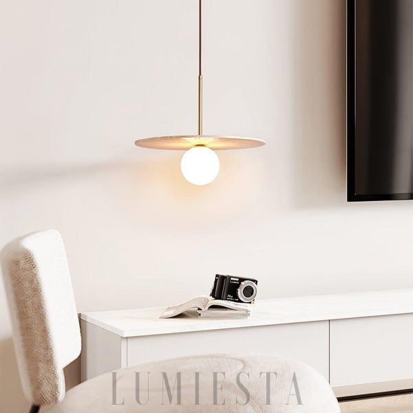 Tarcza travertynowa lampa wisząca 40cm beżowa do jadalni