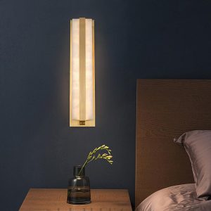 Silex - Lampa ścienna alabastrowa złota 45cm ciepłe światło