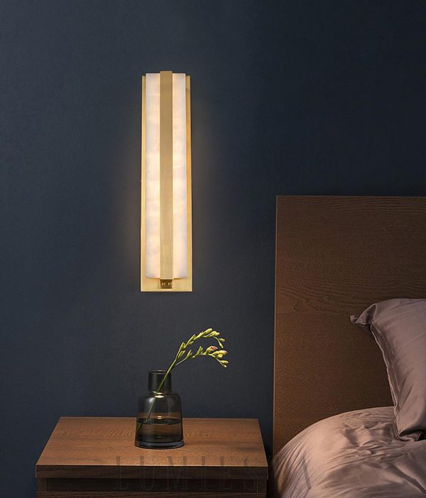 Silex - Lampa ścienna alabastrowa złota 45cm ciepłe światło
