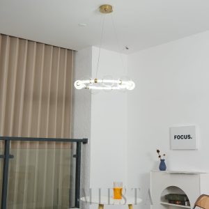 Morse - Lampa wisząca złota z przezroczystymi kloszami