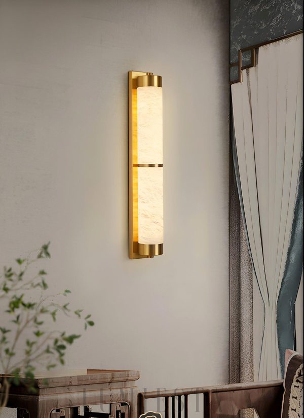 Vinson - Nowoczesna lampa ścienna z alabastru, mosiądz