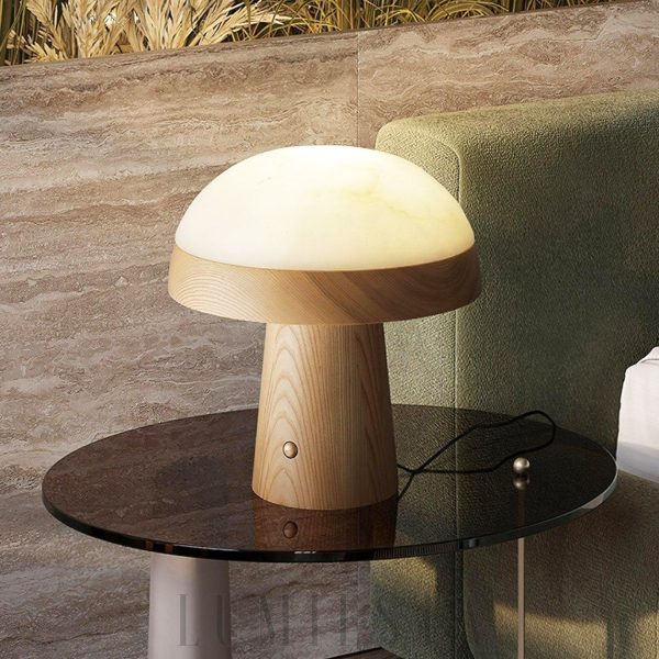 Clout - Lampa stołowa z alabastru w kolorze orzechowym