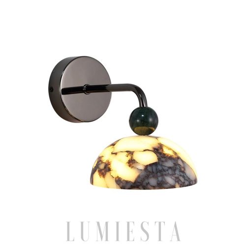 Minimalistyczny kinkiet marmurowa kopuła biały czarny 15cm