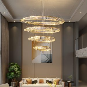 wm_18049416103117420789.jpg Wave Circle - Ekskluzywny złoty żyrandol z kryształami