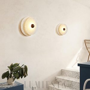 Aurora - Okrągła lampa ścienna travertynowa 33 cm