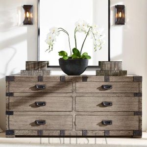 Java - Lampa ścienna szklana retro, oprawa mosiężna