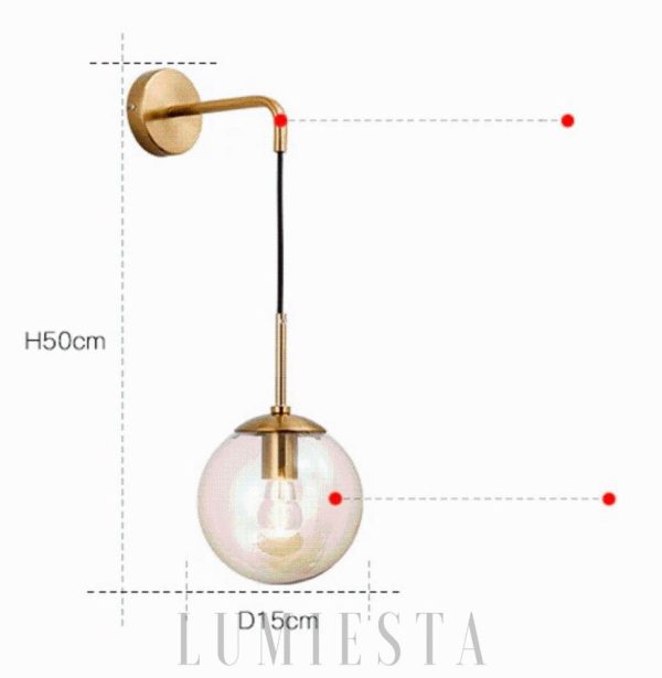Elegancka wisząca lampa kula ze szkła i metalu