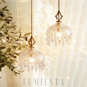 Lampa ścienna Alshamal szklana w stylu retro miedź kryształ