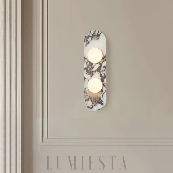 Owalna luksusowa lampa ścienna marmurowa z kloszem 44cm