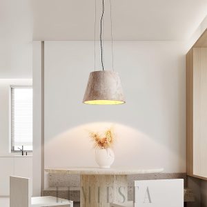 Lampa wisząca Talma z trawertynu stożkowa beżowa 40cm