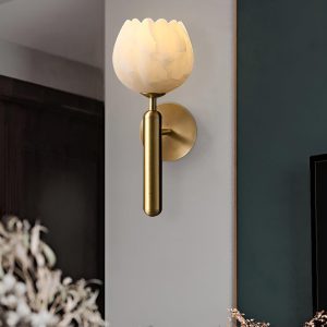 Mian - Lampa ścienna Alabaster elegancka, złoto-czarna