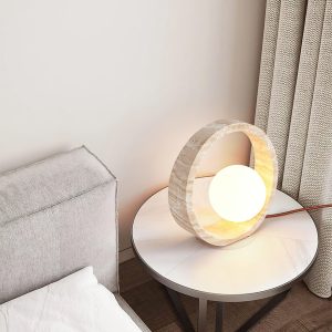 Atacama - Lampa Stołowa Okrągła Beżowa 25cm