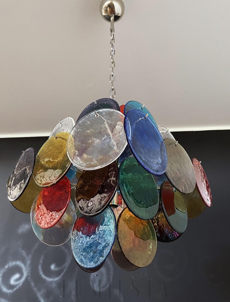 Lampa wisząca Murano vintage 49 cm - boczny widok na warstwy kolorowego szkła
