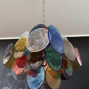 Lampa wisząca Murano vintage 49 cm - boczny widok na warstwy kolorowego szkła
