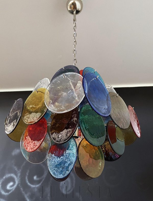 Lampa wisząca Murano vintage 49 cm - boczny widok na warstwy kolorowego szkła