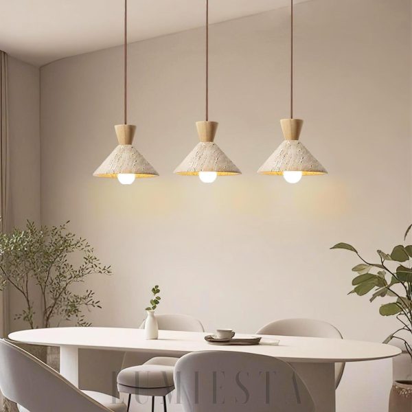 Lampa wisząca Cone z trawertynu stylowy stożek do jadalni
