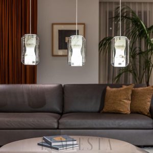 Chamber - Lampa wisząca z marmurowym kloszem przezroczystym