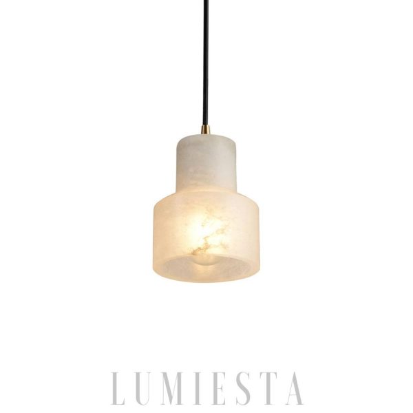 Elegancka lampa wisząca Millson 12 cm alabaster mosiądz