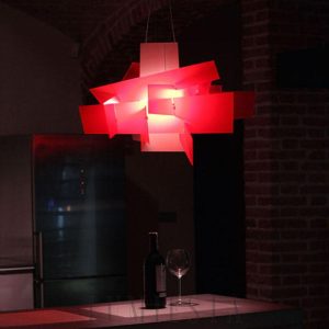 Lampa wisząca Big Bang nowoczesna biało-czerwona 65/91 cm