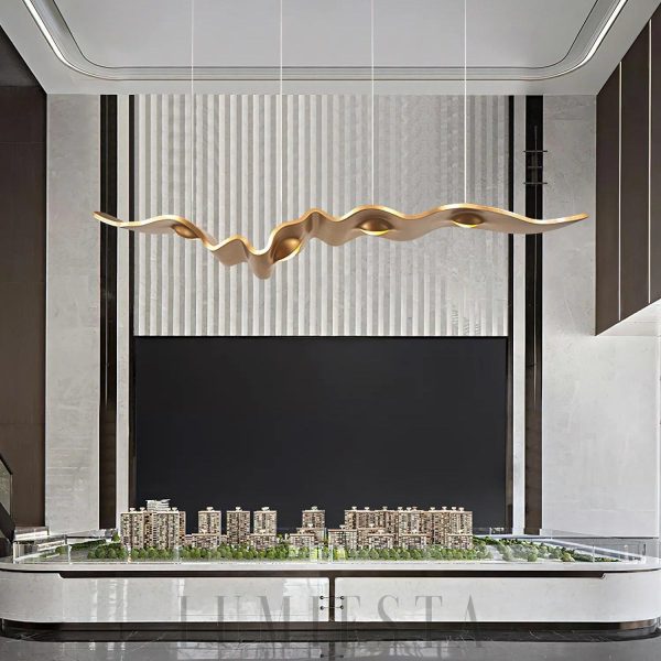 Ribbon - Złoty żyrandol nowoczesny falisty