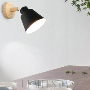 wm_1956238068568832236.jpg Stylowa lampa ścienna, metalowy klosz i drewniana podstawa