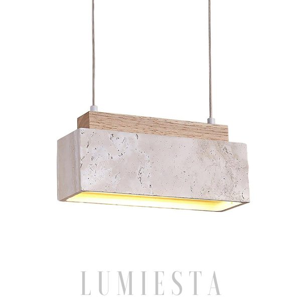 Lim Prostokątna lampa wisząca z trawertynu 23cm beżowa ciepła