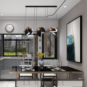 Lampa wisząca Trapeze Triplette w czarnym stylu nowoczesnym