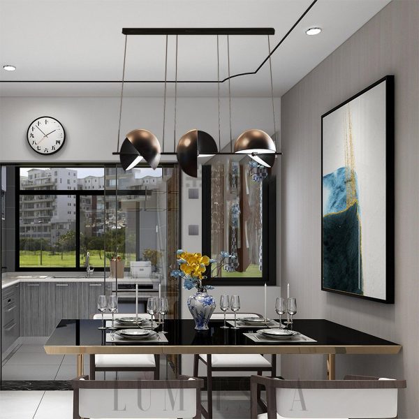 Lampa wisząca Trapeze Triplette w czarnym stylu nowoczesnym