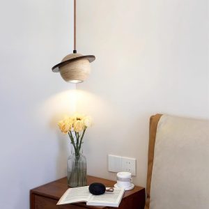 Lampa wisząca Planet Travertine stylowa kula 20cm 14cm