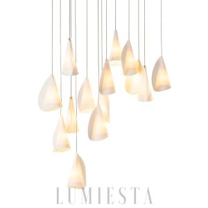 Biała lampa wisząca z porcelany Series 21 - główny klaster z kilkoma kloszami