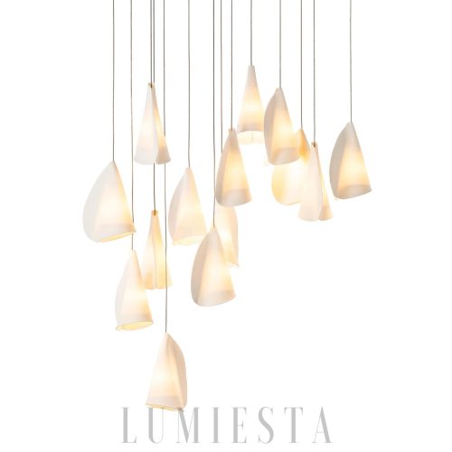 Biała lampa wisząca z porcelany Series 21 - główny klaster z kilkoma kloszami