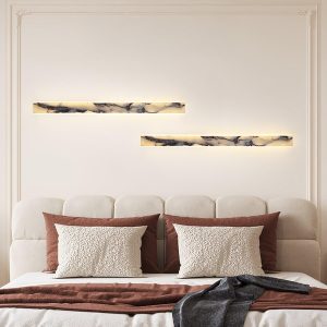 Elegancka prostokątna lampa ścienna z marmuru 60 90 120 cm